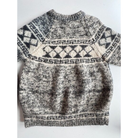 Vintage Black White Marled Wool Ecuador Nepal Scandi Sweater, Size XL - Picture 10 of 13